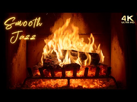 🔥 Relaxing Smooth Jazz Music Fireplace 4K 🔥 Soft Jazz Saxophone Fireplace Ambience - 12 Hours