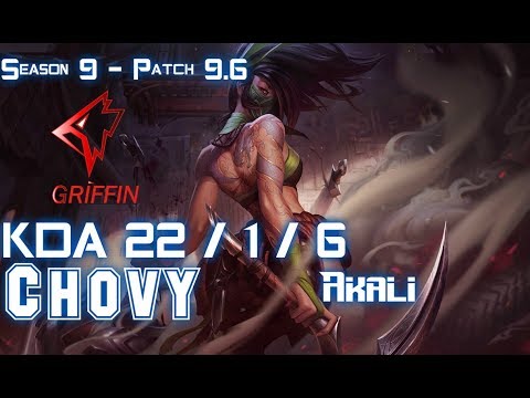 GRF Chovy AKALI vs AATROX Mid - Patch 9.6 KR Ranked
