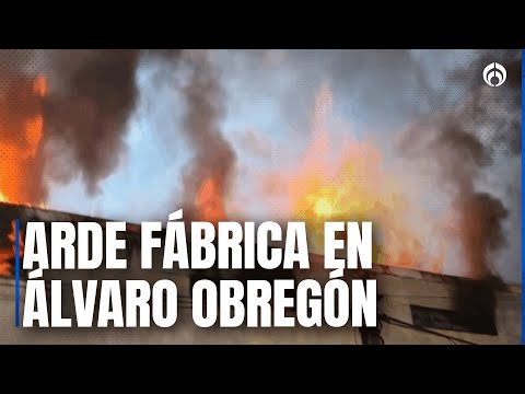 Fuerte incendio consume fábrica de papel en San Pedro de los Pinos CDMX