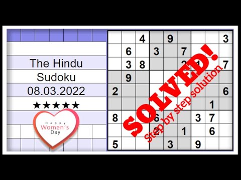 🔴🔊How to Solve The Hindu Sudoku 5 Star | Step by Step Solution | 08.03.2022|  Level ★★★★★