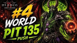 Diablo 4 | 👑 #4 WORLD Warlock PIT 135! ⚡ Apocalypse Push (Gear Shown)