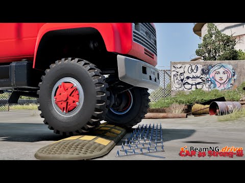 Cars Vs Spike Strip SPECIAL #01 ** Long Video -- BEAMNG DRIVE