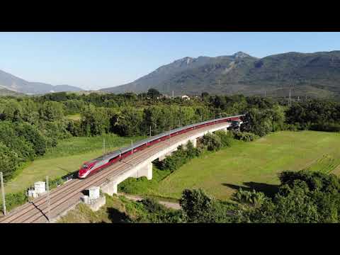 ETR500 "Frecciarossa" in ingresso su interconnessione Cassino Sud
