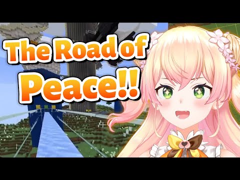 VRoom / Hololive Clips - Nene making "The Road of Peace"【Minecraft/Hololive Clip/EngSub】