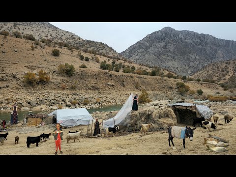 Nomadic life: terrible rain by Khersan River and turmoil of single nomadic girls in Zagros Mountains