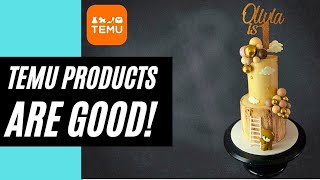 Decorating a cake with Temu  products