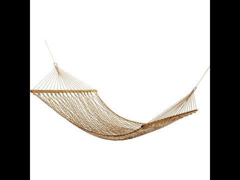 Rope Hammock with Wooden Spreader Bars for Single Person, 30 Inches Width (White)