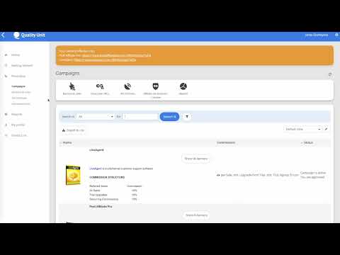 Affiliate Panel video introduction for Quality Unit Affiliate Program