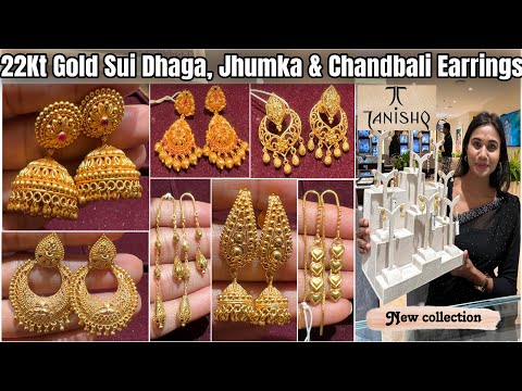 GORGEOUS✨Tanishq Gold Sui Dhaga Earrings, Jhumka & Chandbali Designs Lightweight Gold Jhumka Designs