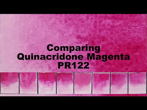 Comparing 8 Quinacridone pink / PR122 watercolors | Miki M