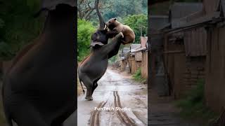 😱🔥 Elephant Vs Bear Fight 🐘 #animal #animallover #trending #wildlife #usa #brazil #elephant #shorts