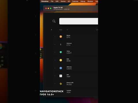 SwiftUI tvOS 16.1 Cryptocurrency App