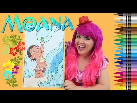 Coloring Baby Moana Disney Moana GIANT Coloring Book Page Crayons | COLORING WITH KiMMi THE CLOWN Video