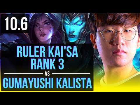 Ruler KAI'SA & Life Rakan vs Gumayushi KALISTA & Pyke (ADC) (DEFEAT) | KR Challenger | v10.6