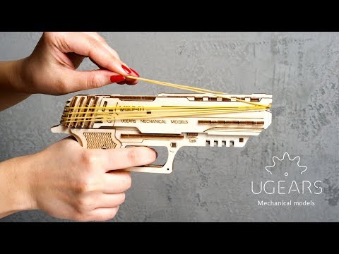 Видео обзор Деревянный пистолет Вольф-01, механический 3D пазл Ukrainian Gears