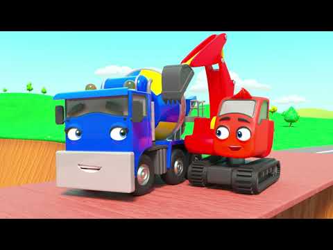 Mixed Colors at Carwash! - DIGLEY AND DAZEY | Construction Truck Long Video for Kids