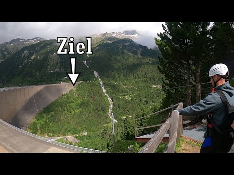 Mega Aussicht in 131m Höhe – mit der Zipline vor der Staumauer | 600m Flying Fox | Schlegeis 131