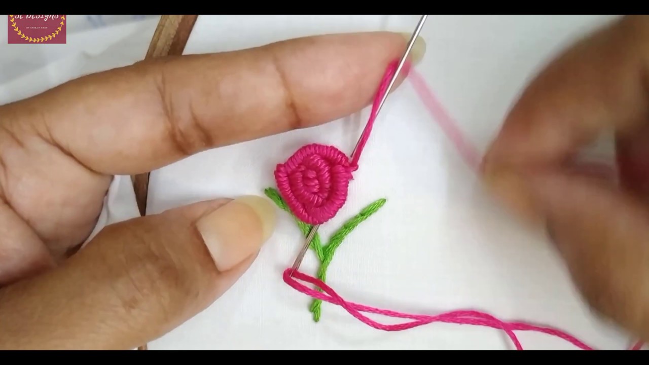 Hand Embroidery: Easy Rose Flower with Bullion knot