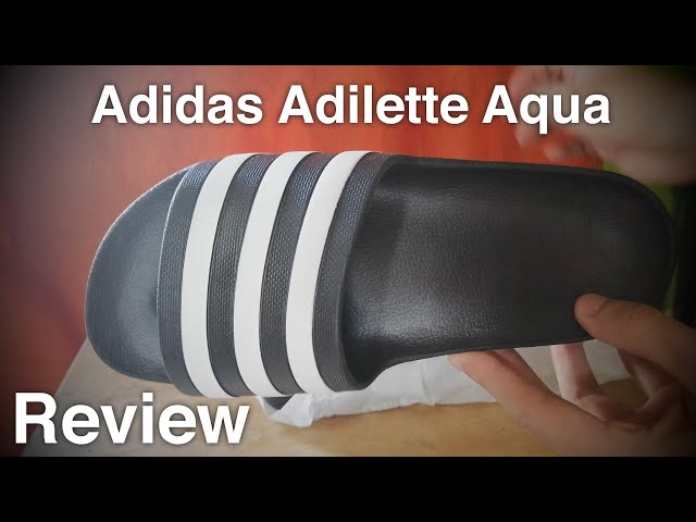 Vídeo relacionado con adidas Unisex adulto Adilette Aqua Slides, Core Black / Core Black / Core Black, 44.5 EU