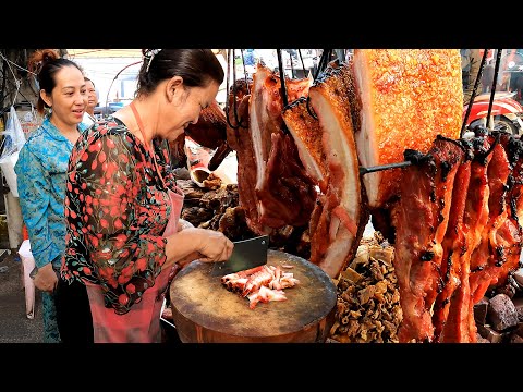 MUST-TRY! Pork chops chopping under $2 can eat! Cambodian Street Food
