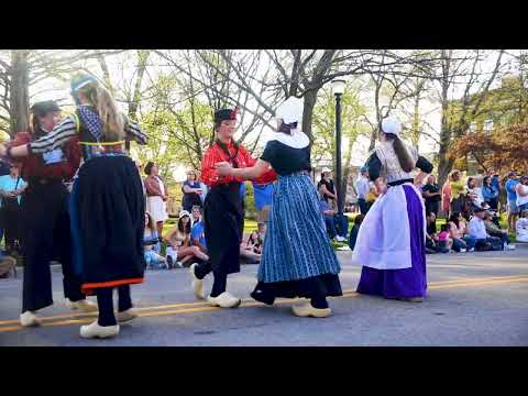 Dutch dancing in the streets of Holland, Michigan during Tulip Time 2022