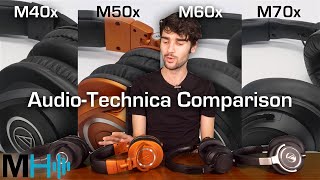 Video thumbnail for Audio-Technica Comparison: M40x, M50x, M60x, & M70x - Which are best for Reference/Mixing? by MajorHiFi