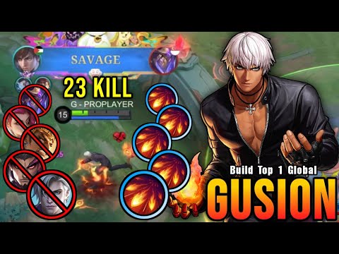 SAVAGE + 23 Kills!! Gusion KOF Skin Shutdown All Enemies!! - Build Top 1 Global Gusion ~ MLBB