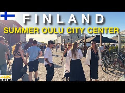OULU [4K] CITY CENTER SUMMER WALKING TOUR |  HOTTEST DAY IN OULU | VALKEA - KAUPPATORI 2025 