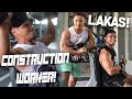 WORKOUT WITH CONSTRUCTION WORKER! | ANO KINAKAIN NIYA? | HEAVY SHOULDERS