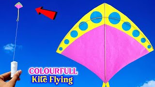 Colourfull paper kite , how to make kite at home , easy paper flying kite