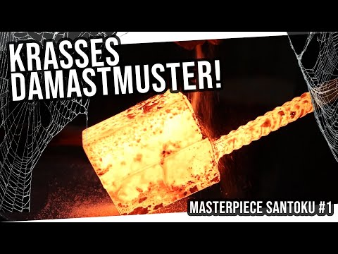 Spinnenweben Damast schmieden: MASTERPIECE SANTOKU #1