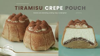 티라미수 크레이프 파우치 만들기 : Tiramisu Crepe Pouch Recipe : ティラミスクレープ | Cooking tree