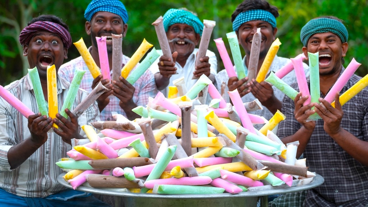 ICE POPS | Natural Fruit Popsicles | Healthy Homemade Ice Pops Making in Village | Ice Cream Recipe