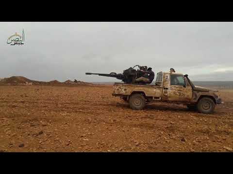 استهداف مقرات النظام برشاش 23 على جبهة الرويضة في ريف حماة الشرقي من قبل جيش النصر