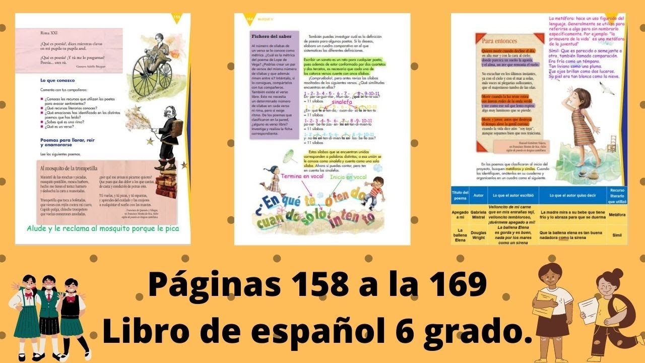 Páginas 158 a la 169 libro de español 6 grado