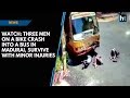 Watch Three Men On A Bike Crash Into A Bus In Madurai Survive With Minor Injuries