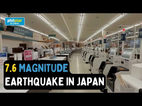 Footage from inside supermarket as powerful 7 6 quake strikes off Japan