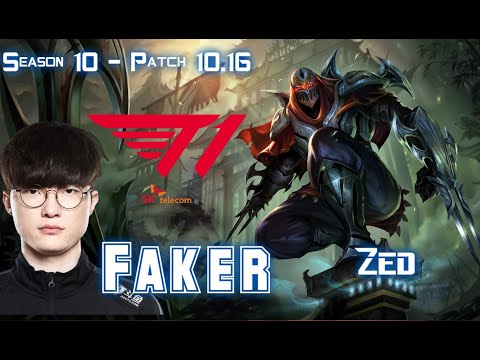 T1 Faker ZED vs QIYANA Mid - Patch 10.16 KR Ranked