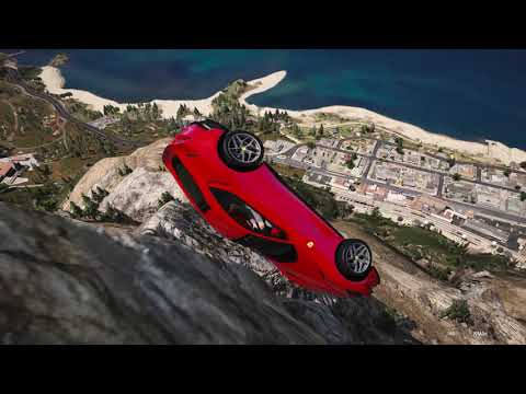 GTA 5  Cliff Drops & Jumps with Real Car Mods - (crash testing real car mods in gta v)