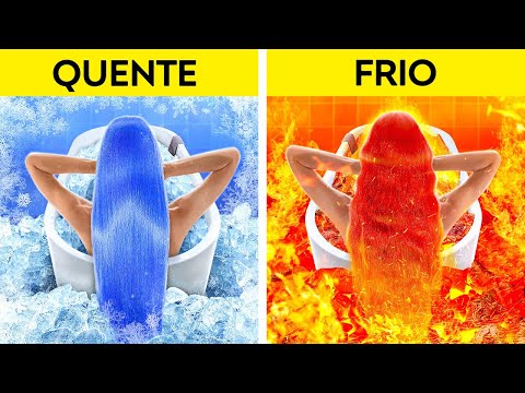 DESAFIO RADICAL QUENTE VS. FRIO || Garota Fogo X Água Foram Adotadas! Truques para pais, por 123 GO!