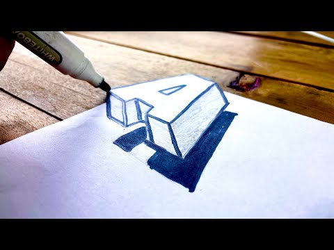 Very EASY! How to draw 3D floating letter A -  Anamorphic Illusion - 3D Trick Art on paper