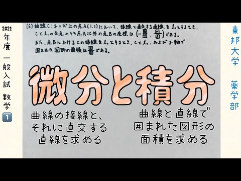 薬学科 東邦大学薬学部 2021年度一般入試 数学1️⃣(6)