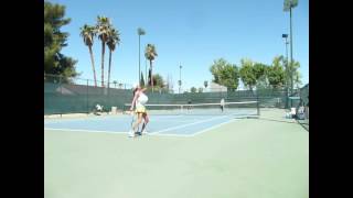 Ladies Tennis Doubles Minka Serve and Volley Close Up