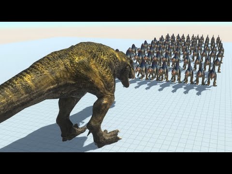 1 Dinosaur T-rex vs 100 Spinosaurus - Animal Revolt Battle Simulator
