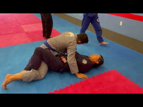 Variation on the frame mount escape using the snow angel method to gain purchase of the first leg.