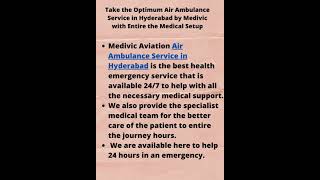 Pick the Charter Air Ambulance Service in Chennai by Medivic