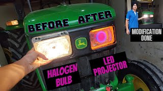 How to install projector lights in tractor lights//Headlight modification//full video