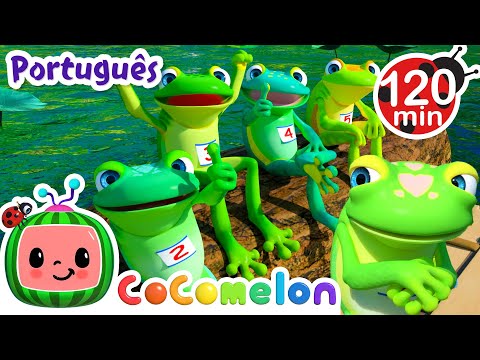 Capa de Os Cinco Sapinhos! | 2 HORAS DE COCOMELON BRASIL | Desenhos Animados e Músicas Infantis em Português