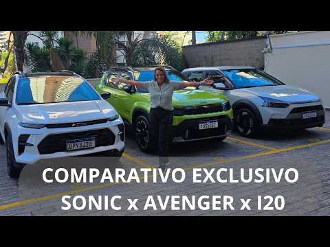 COMPARATIVO: Jeep Avenger x Hyundai i20 x Chevrolet Sonic