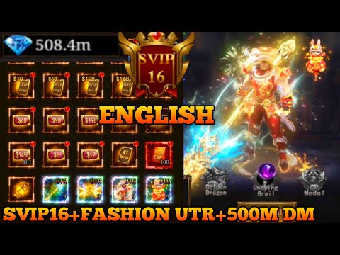 Max Level + SVIP16 + 500M DM + Full Set Item UTR - Immortal Legend Idle English